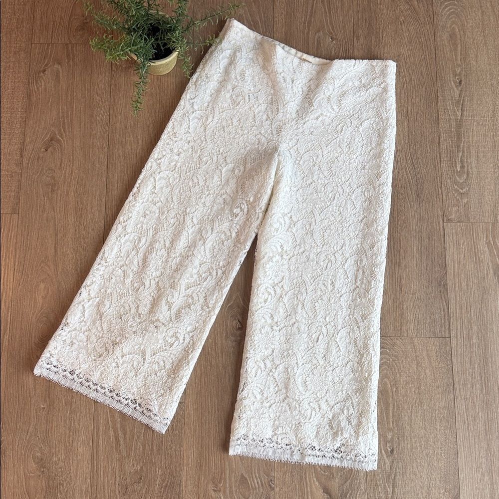 NEW! ADAM LIPPES WHITE LACE WIDE LEG PANTS SIZE 12 RETAILS $1250